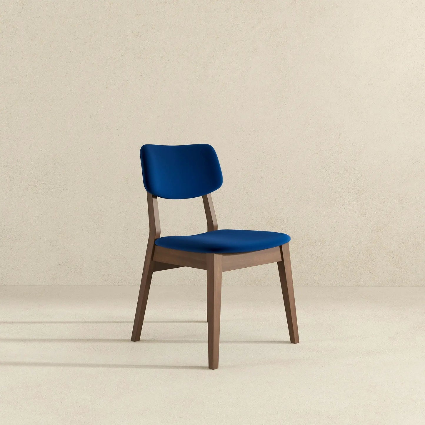 Carlos solid back side chair set of 2 with blue upholstered seats and brown wood legs on Tampa Home & Garden Store