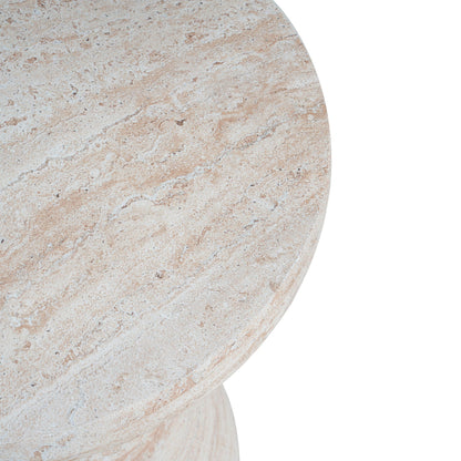Round lightweight concrete side table with textured beige surface for outdoor or indoor use on Tampa Home & Garden Store