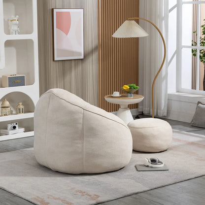 Bedding Bean Bag Sofa Chair with Footrest in beige high pressure foam in modern living room on Tampa Home & Garden Store