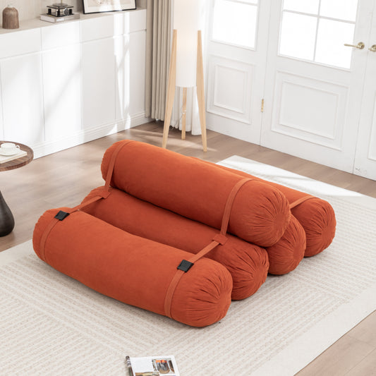 HouseOfZazla pair of adjustable floor sofas in premium orange corduroy bean bag chairs on Tampa Home & Garden Store