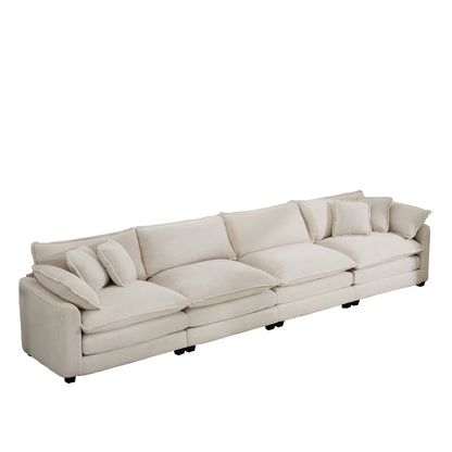 Modern Upholstered 4 Seater Sofa With Pillows