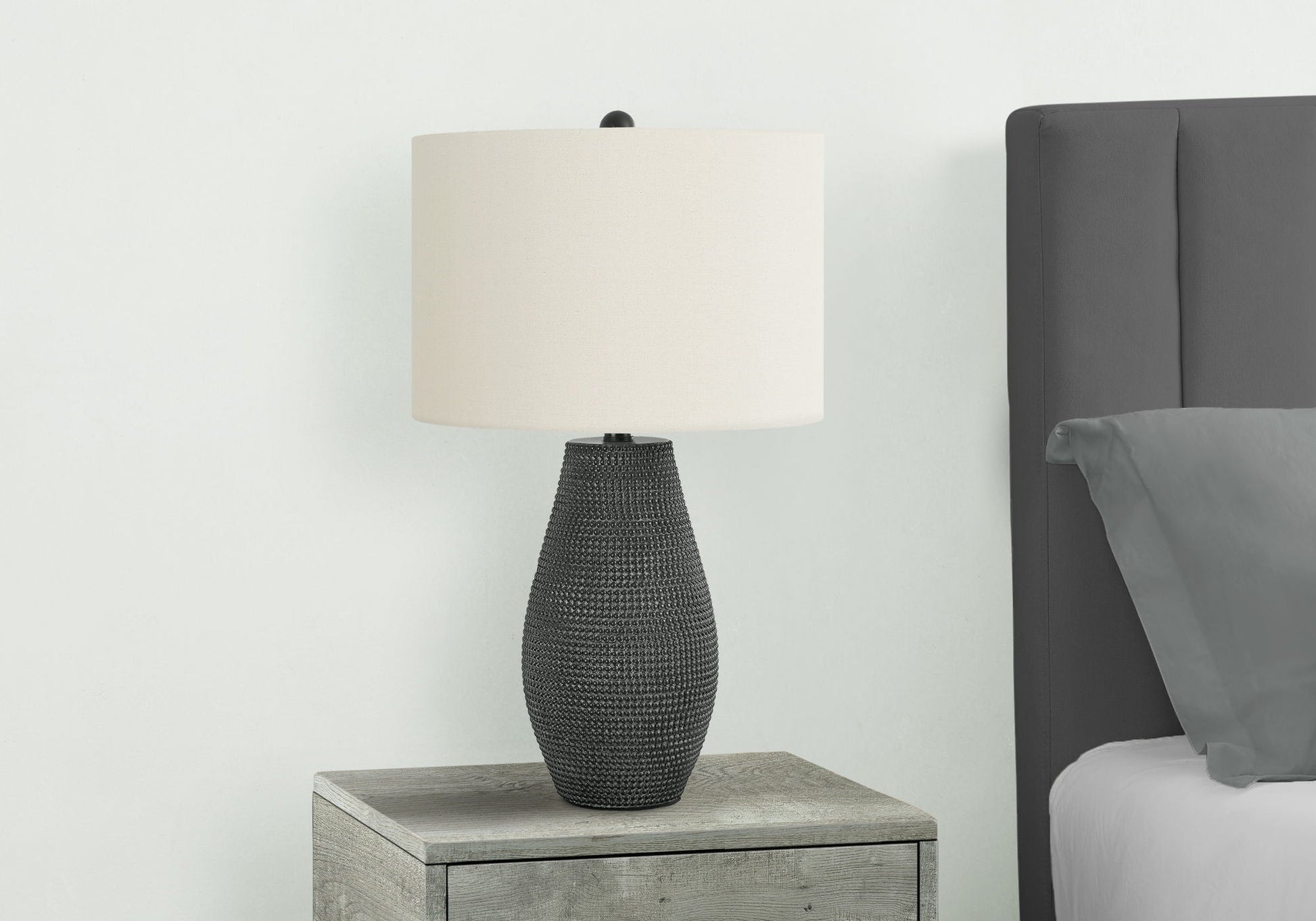 Table lamp resin black, contemporary design with textured beaded base by HouseOfZazla on Tampa Home & Garden Store
