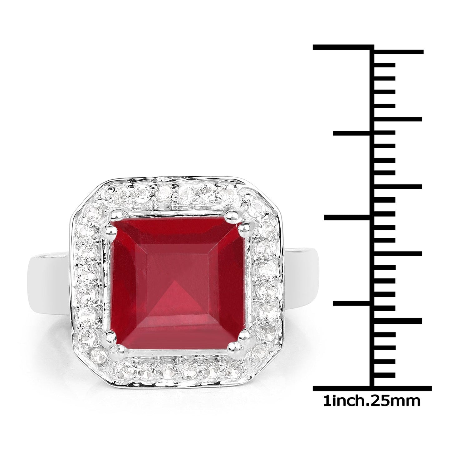Ring 6.36 Ct Glass-Filled Ruby with White Topaz Halo in Sterling Silver by Bids.com on Tampa Home & Garden Store