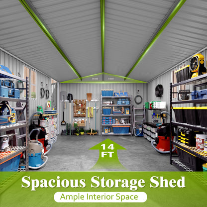 Outdoor Metal Storage Shed With Lockable Doors