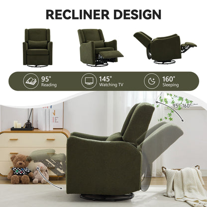 Wide Wingback Swivel Glider And Recliner