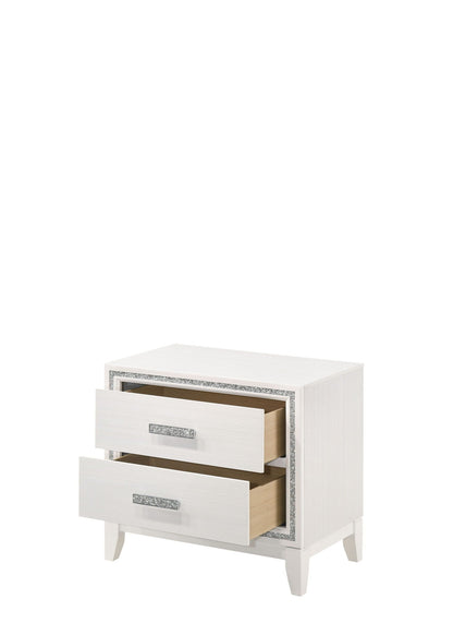 Haiden Weathered Nightstand with Silver Trim