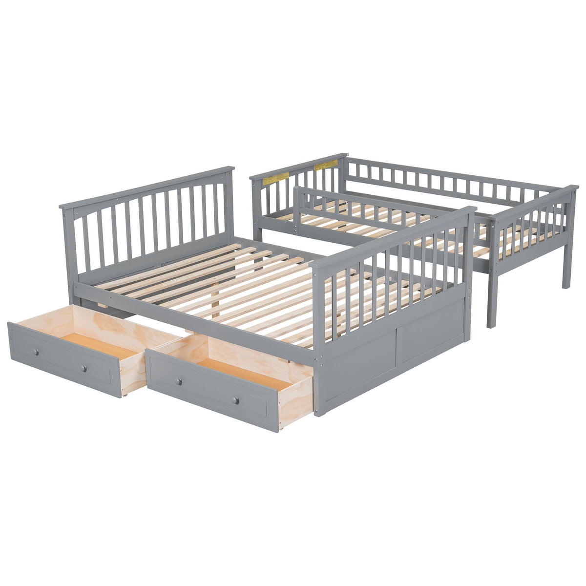 Bunk bed with drawers gray finish, convertible storage bed with underbed drawers on Tampa Home & Garden Store