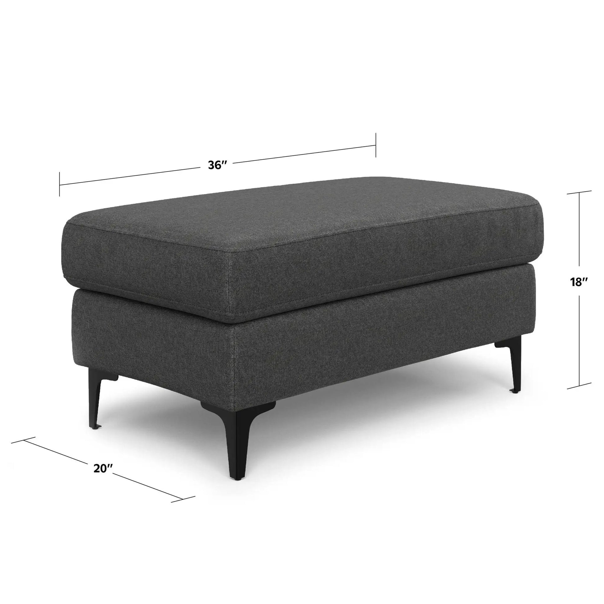 Ava Versatile Mid Century Ottoman with black tapered legs by Unique Piece Furniture on Tampa Home & Garden Store