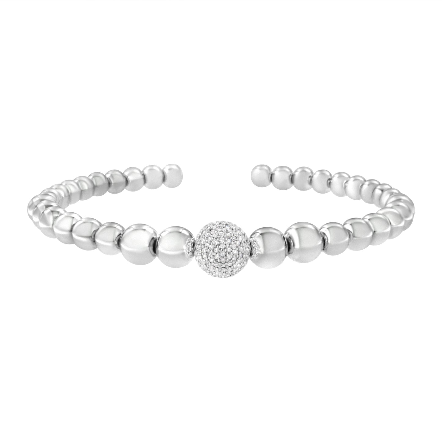 Bracelet .925 Silver 1/6 Cttw Diamond Rondelle Bead Cuff by Bids.com with pave bead on Tampa Home & Garden Store