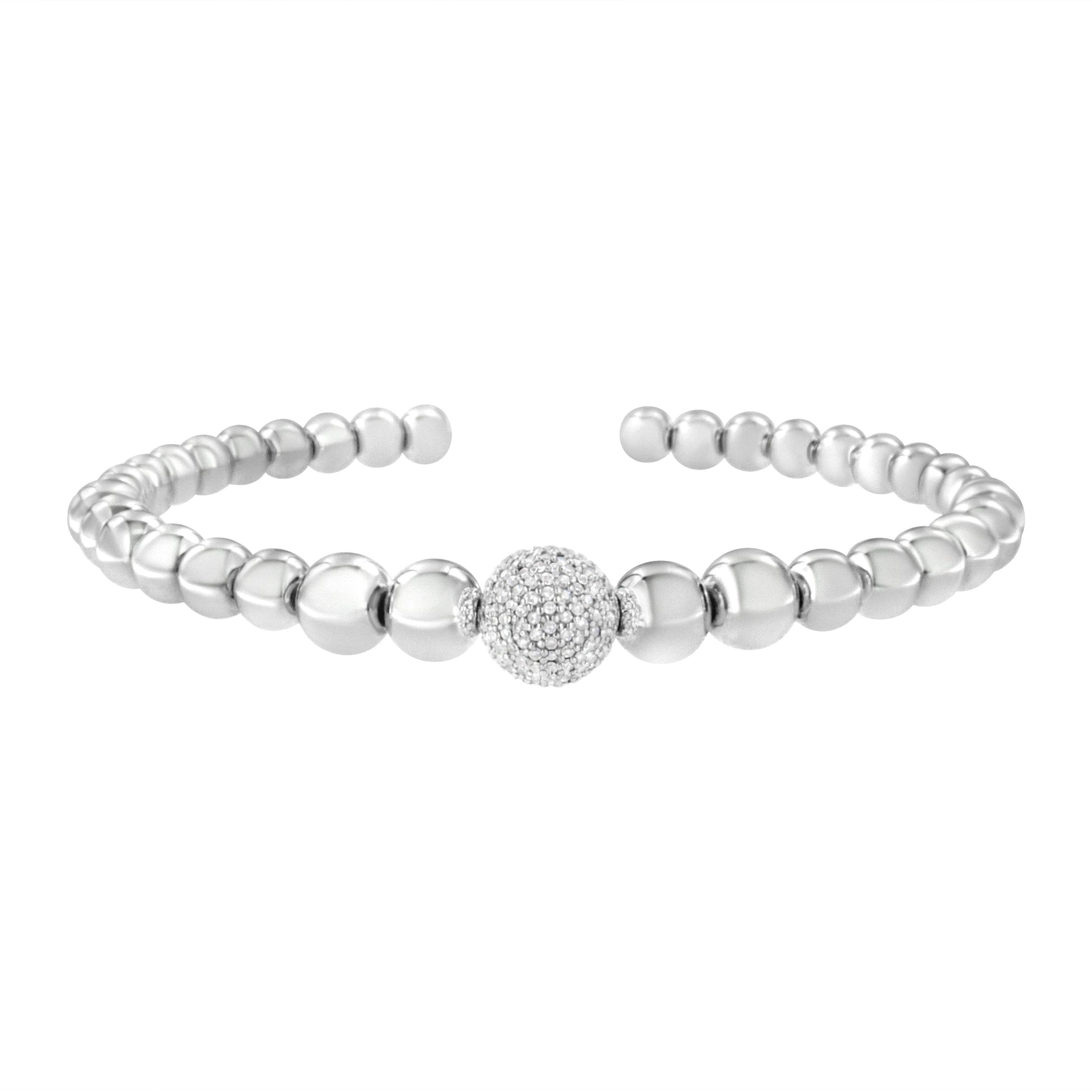 Bracelet .925 Silver 1/6 Cttw Diamond Rondelle Bead Cuff by Bids.com with pave bead on Tampa Home & Garden Store