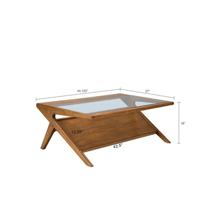 Coffee Table With Tempered Glass Top Walnut