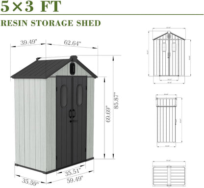 Outdoor Resin And Glass Storage Shed For Patio