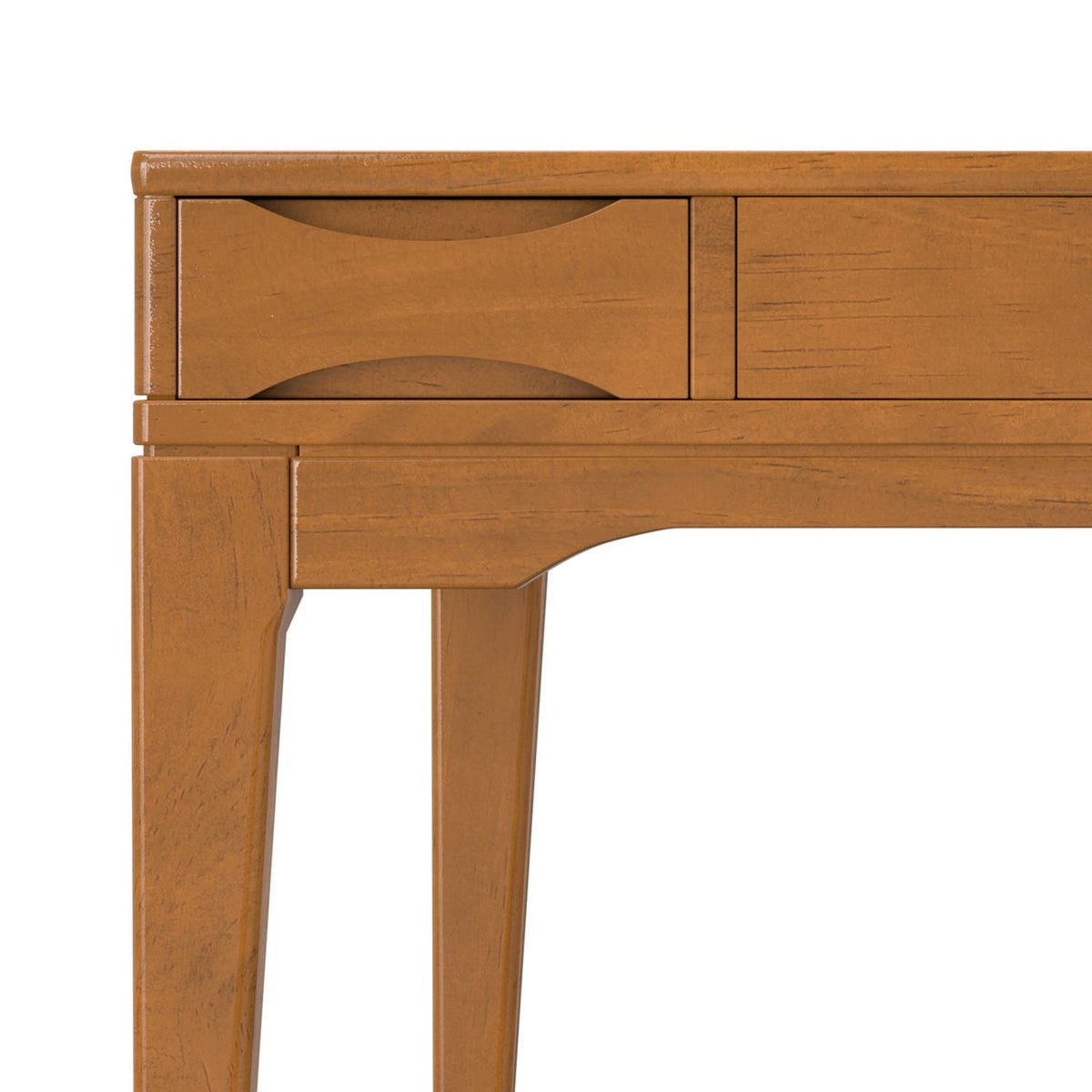 Handcrafted writing desk with curved drawer fronts in warm honey finish by HouseOfZazla on Tampa Home & Garden Store
