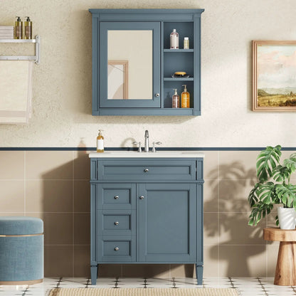 Bathroom vanity with medicine cabinet in blue, royal mirror cabinet on Tampa Home & Garden Store