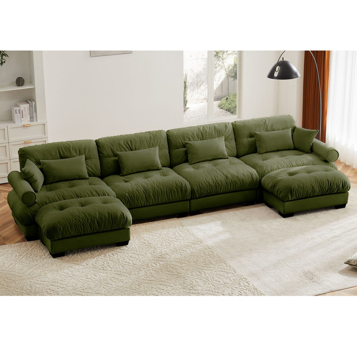 Super Comfort Oversized Modular Sectional Sofa with Movable Ottoman, green upholstery on Tampa Home & Garden Store