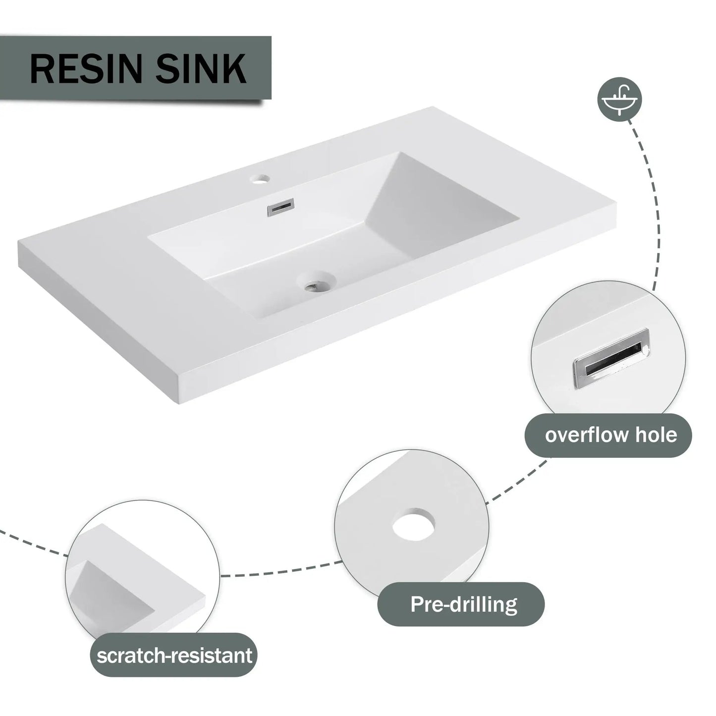 Modern Freestanding Vanity With Resin Sink