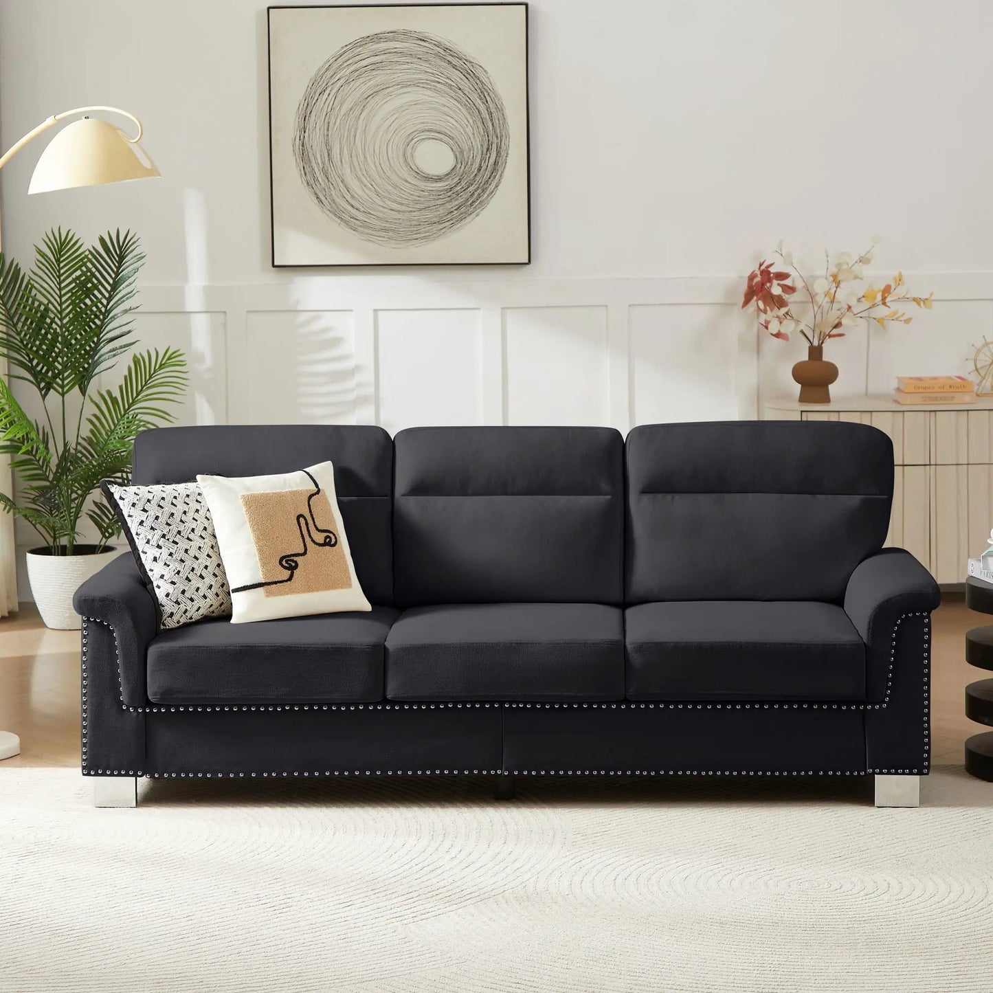 Three Seater Elegant Stationary Sofa for Living