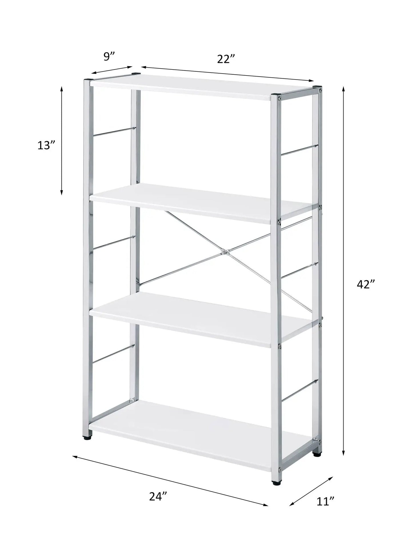 Tennos Bookshelf in White With 4-Tier Storage