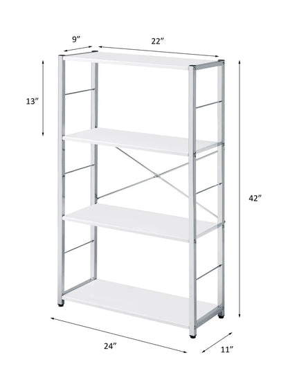 Tennos Bookshelf in White With 4-Tier Storage
