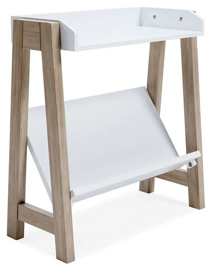 Blariden Small Bookcase in White and Tan