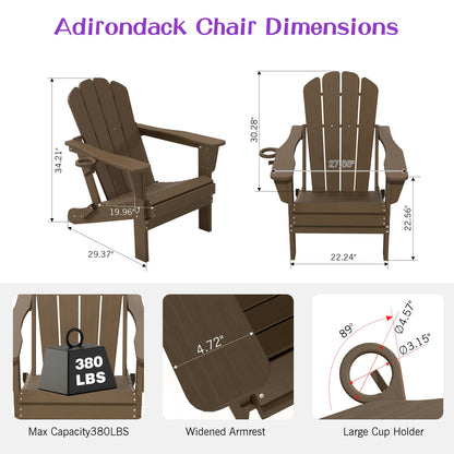 Two Brown HDPE Adirondack Chairs With Cup Holder