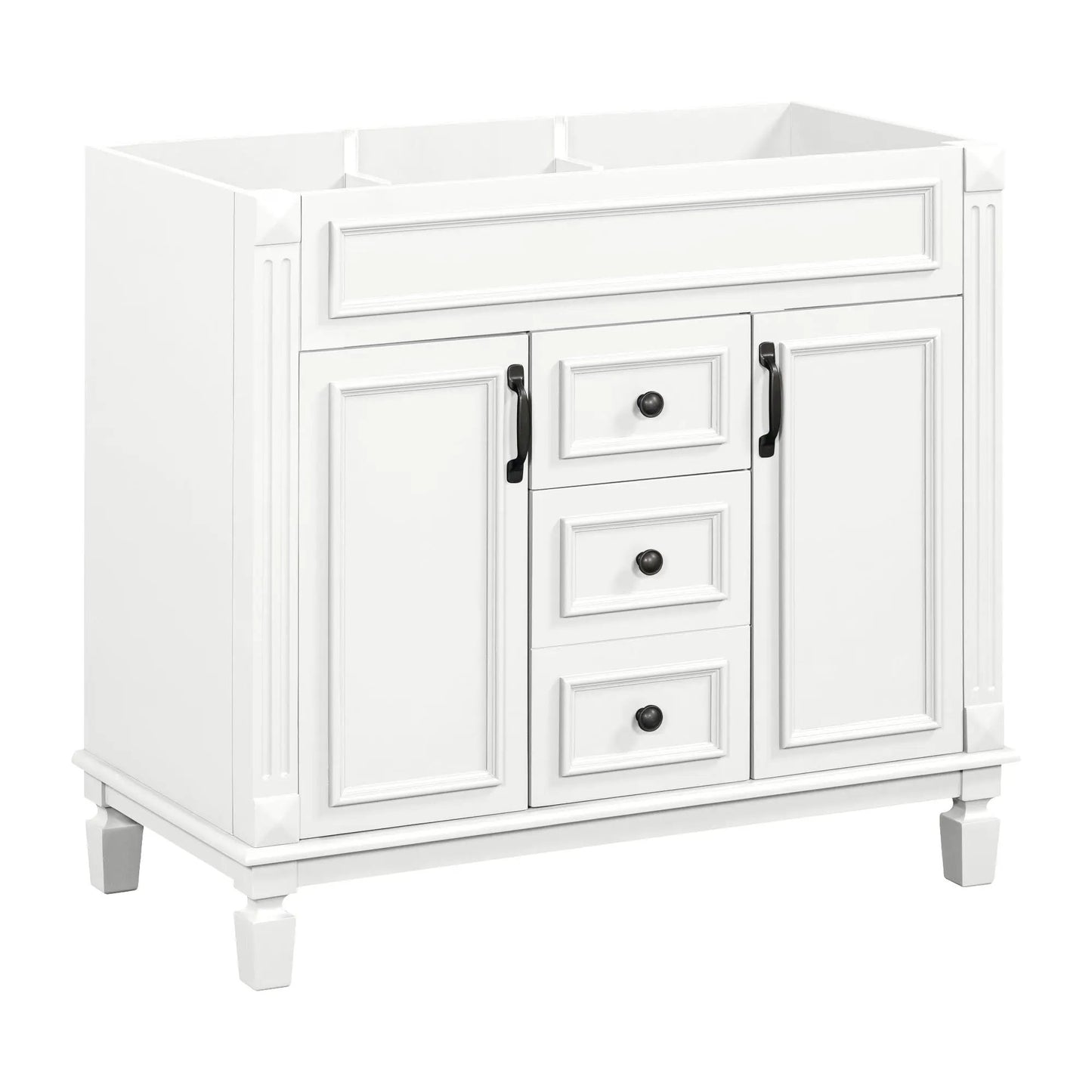 Bathroom vanity cabinet with white finish, two soft-close doors and two drawers on Tampa Home & Garden Store