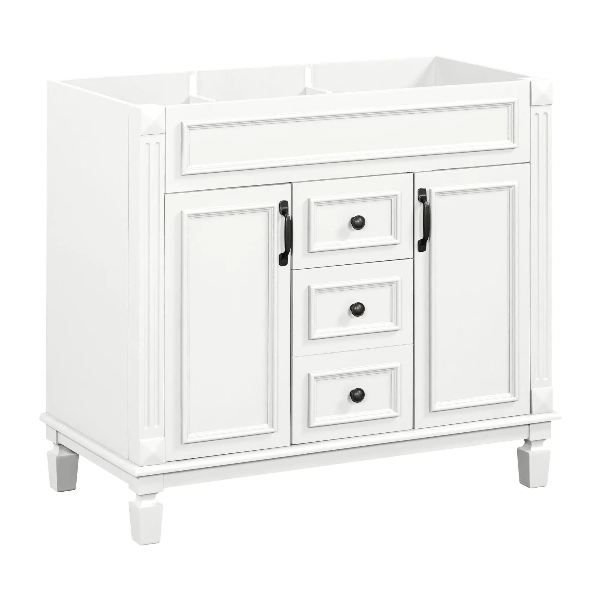 Bathroom vanity cabinet with white finish, two soft-close doors and two drawers on Tampa Home & Garden Store