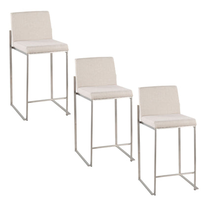 Contemporary high back counter stool by HouseOfZazla with beige seat and chrome frame set of 4 on Tampa Home & Garden Store