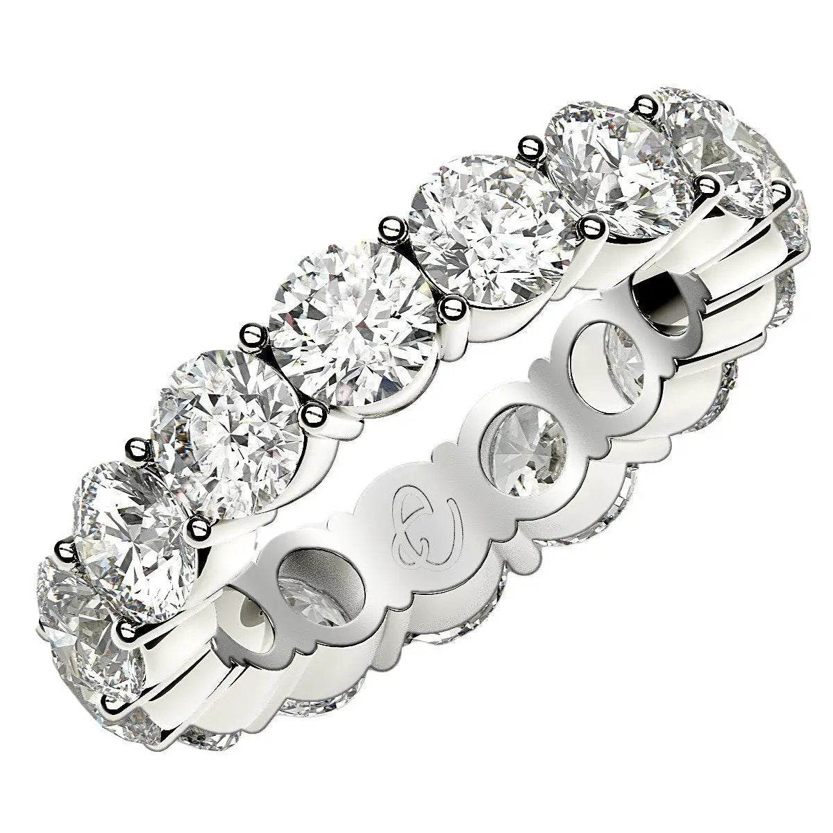 Round-cut lab-grown diamond eternity ring in 14k white gold, 5 cttw FG/VS2 by Bids.com on Tampa Home & Garden Store