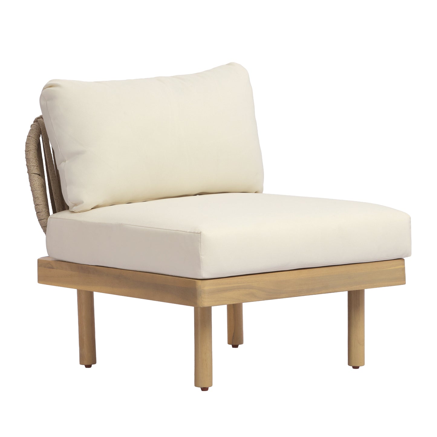Acacia Wood Outdoor Armless Chair With A Cushion
