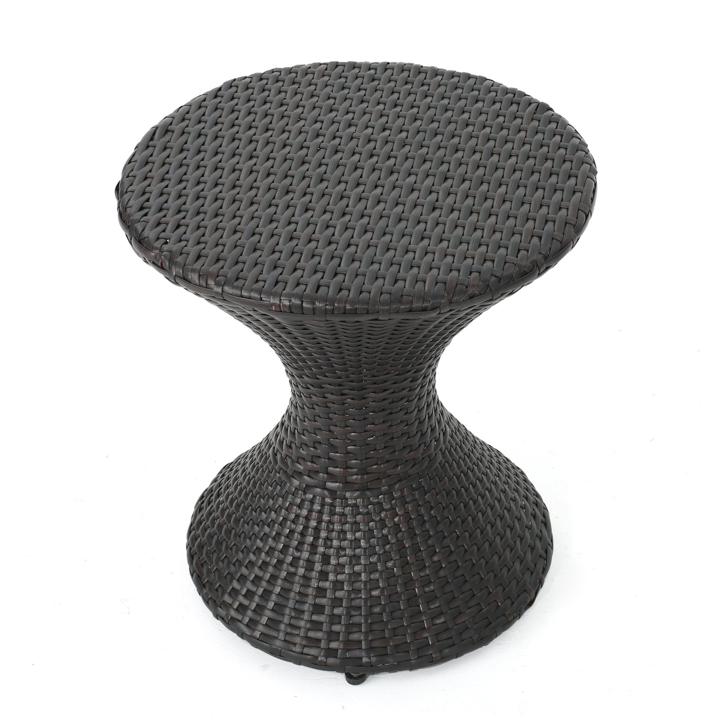 Outdoor 16 Inch Wicker Hourglass Side Table