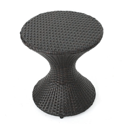 Outdoor 16 Inch Wicker Hourglass Side Table