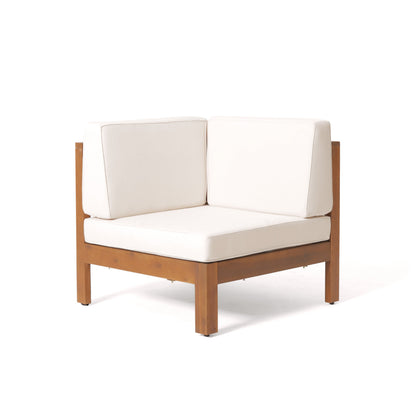 OANA outdoor wooden sectional sofa with beige cushions, 2-seat, HouseOfZazla on Tampa Home & Garden Store