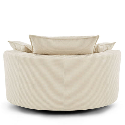 Swivel Barrel Chair with Cushion and Pillows in cream textured fabric by HouseOfZazla on Tampa Home & Garden Store