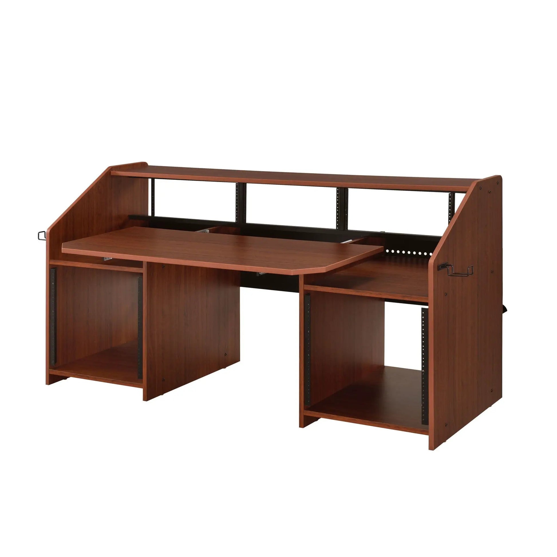 Annette Music Desk wood workstation with open shelves and keyboard tray walnut finish on Tampa Home & Garden Store