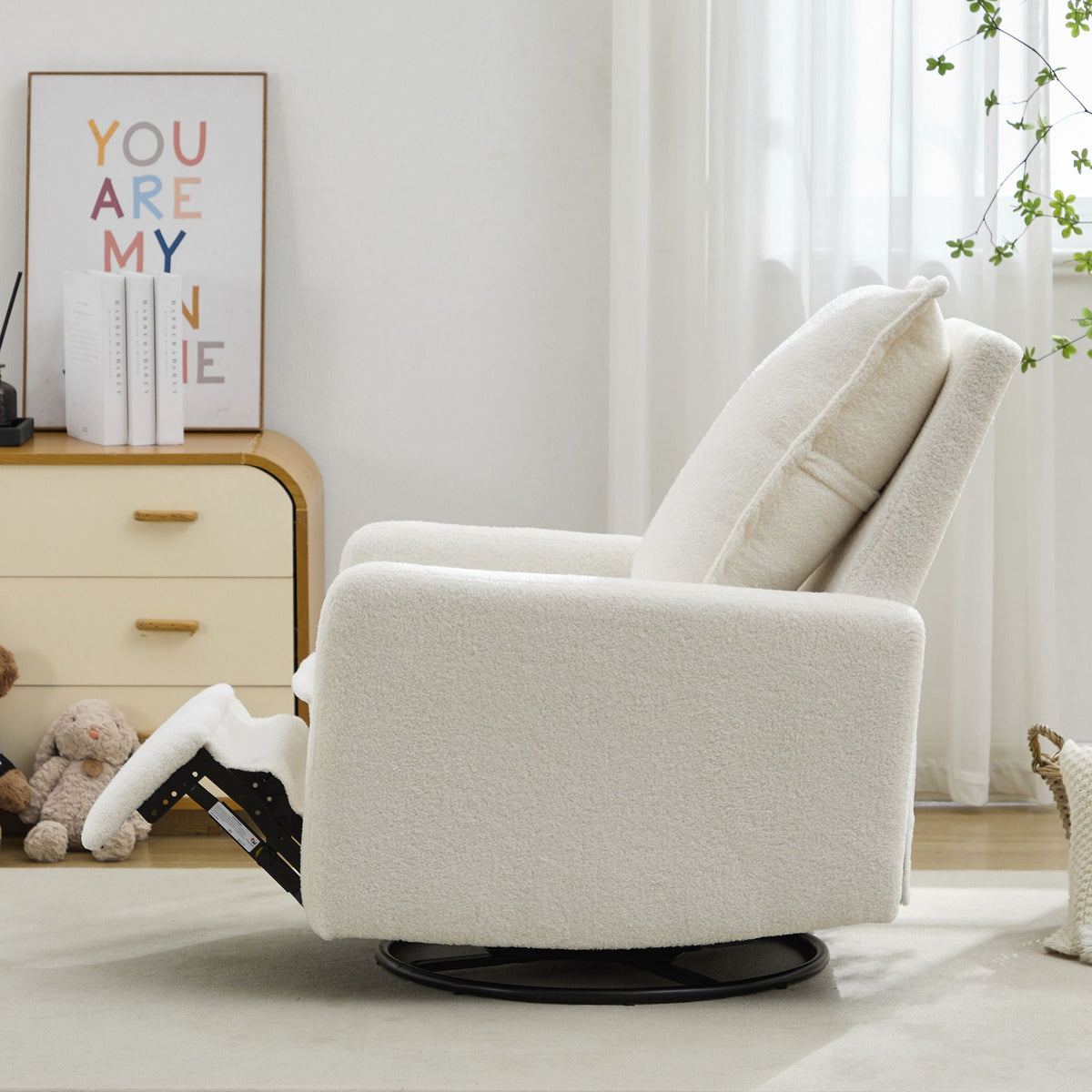 Cozy Swivel Glider Recliner Chair and Leg Rest