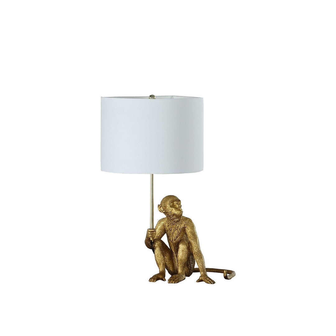 Table lamp 25.5in golden monkey polyresin base with white drum shade by HouseOfZazla on Tampa Home & Garden Store