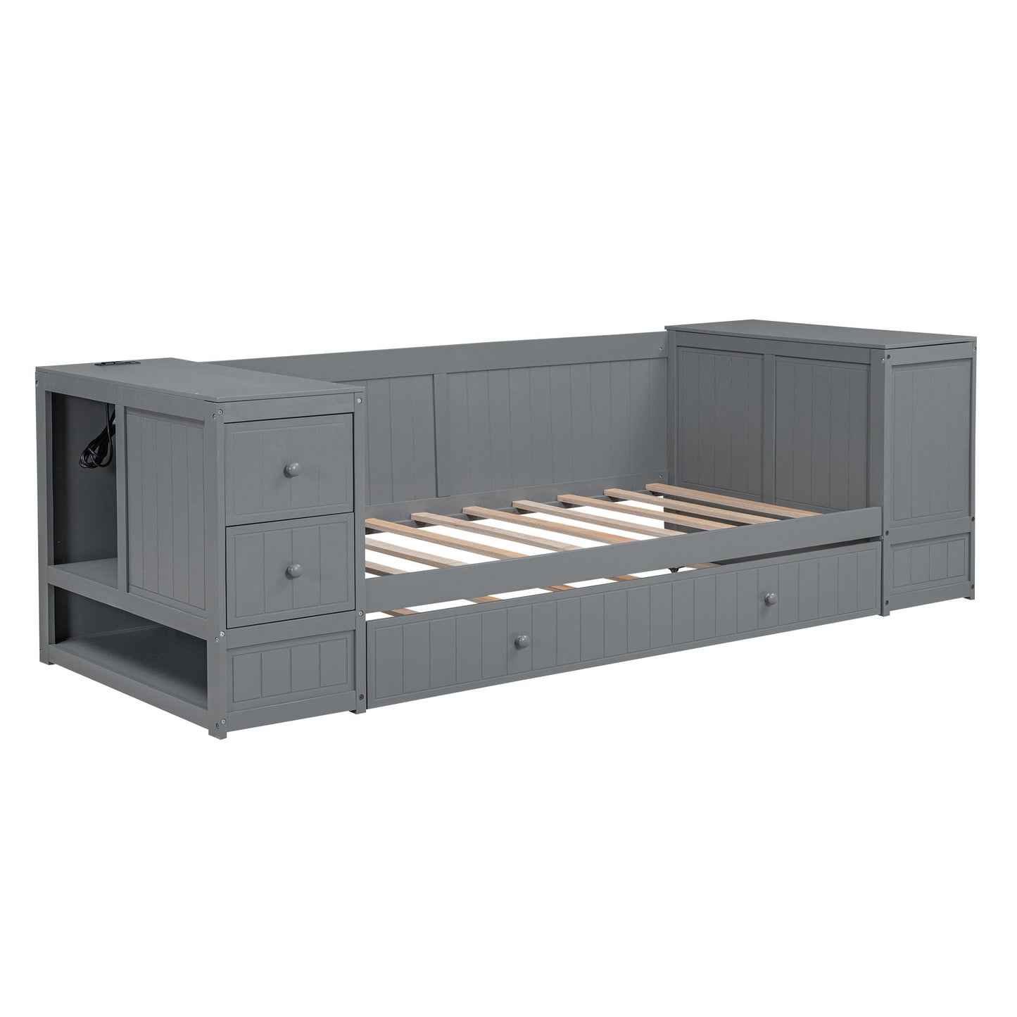 Daybed with storage drawers and trundle by HouseOfZazla, gray finish on Tampa Home & Garden Store