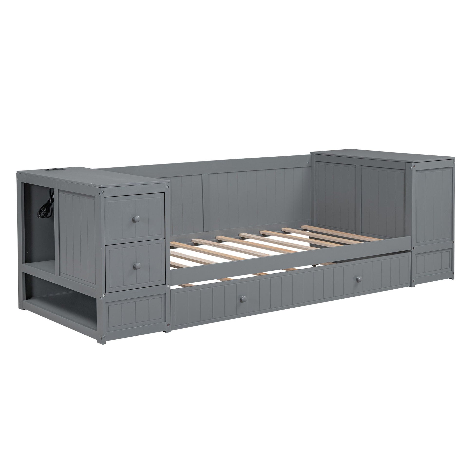 Daybed with storage drawers and trundle by HouseOfZazla, gray finish on Tampa Home & Garden Store
