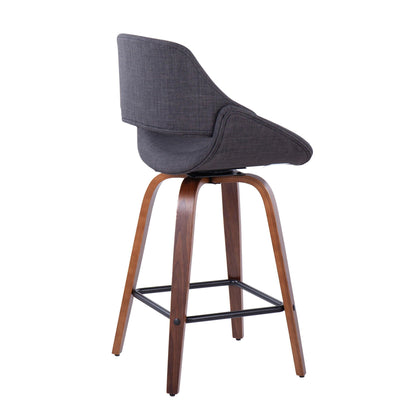 Fabrico mid-century modern counter stool set of 2 with dark gray fabric and wood legs on Tampa Home & Garden Store