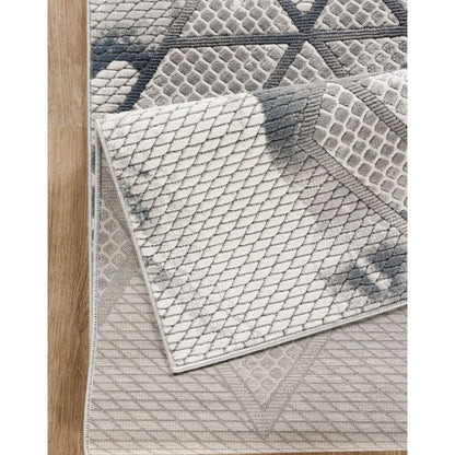 Area Rug Modern 3D Geometric ivory gray with diamond lattice pattern HouseOfZazla on Tampa Home & Garden Store