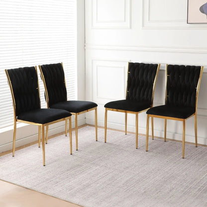 Modern dining chairs set: 5 black velvet chairs with gold-tone legs on Tampa Home & Garden Store