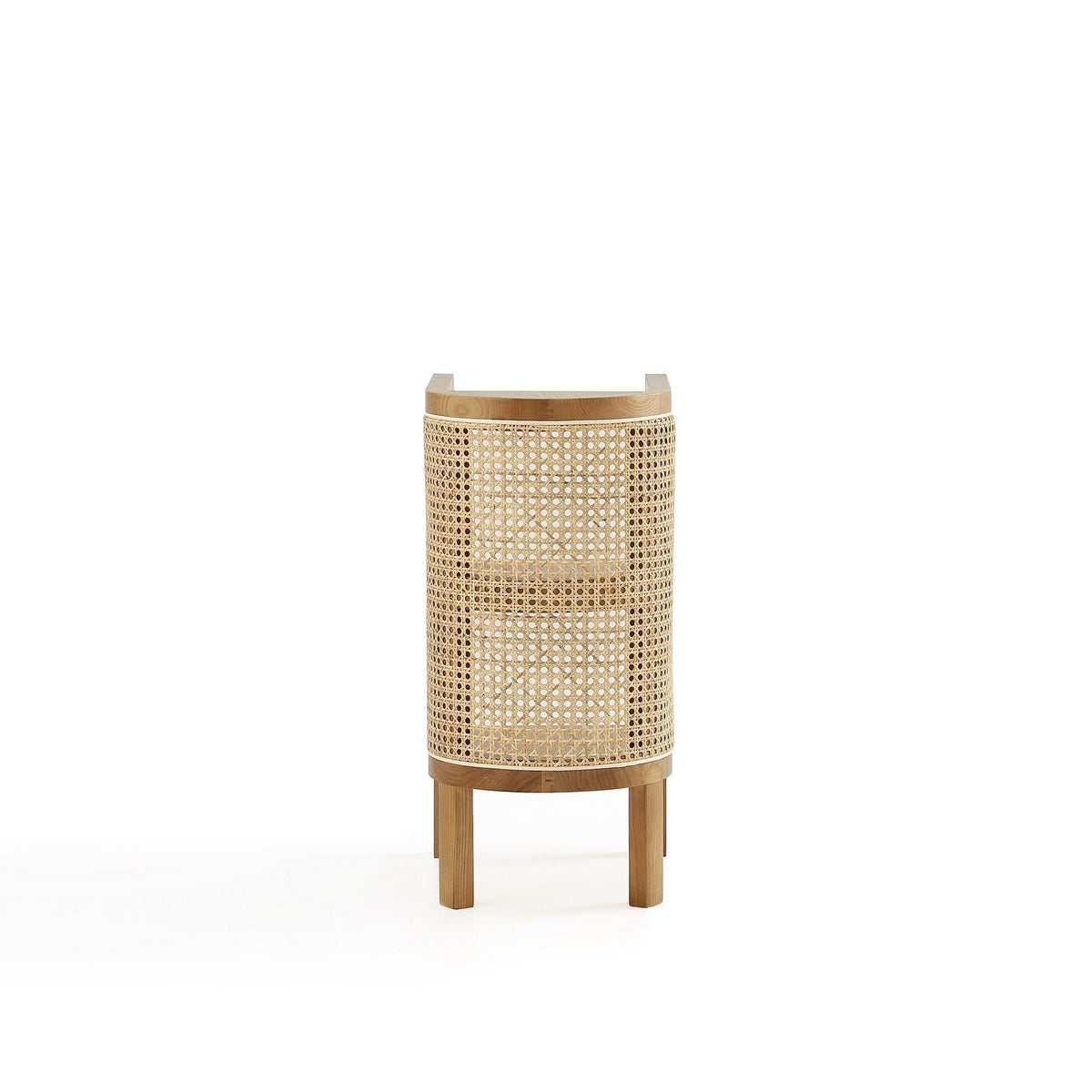 End table two-tier light brown wicker with wood top and base on Tampa Home & Garden Store
