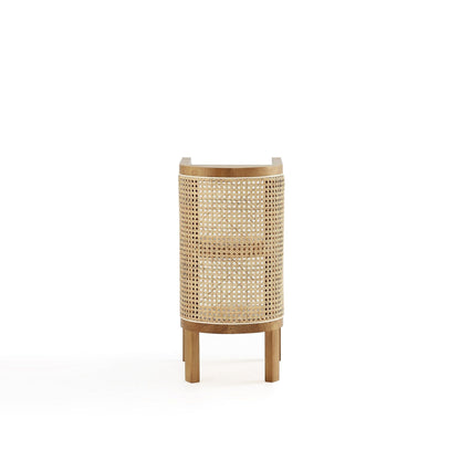 End table two-tier light brown wicker with wood top and base on Tampa Home & Garden Store