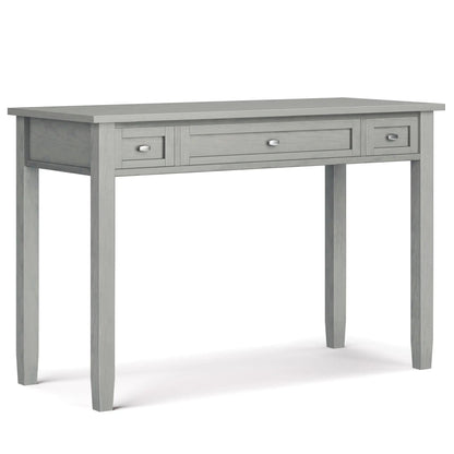 Warm Shaker Handcrafted Desk in graywashed wood with three front drawers and metal pulls on Tampa Home & Garden Store