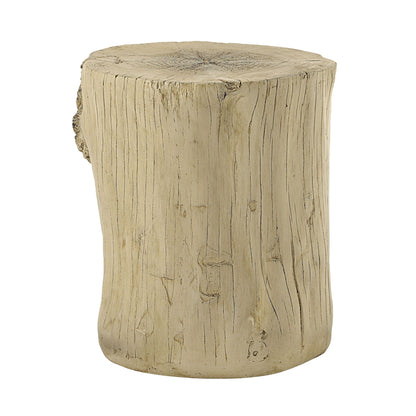 Brown fiber concrete accent table in tree stump form with bark-like sides outdoor furniture on Tampa Home & Garden Store