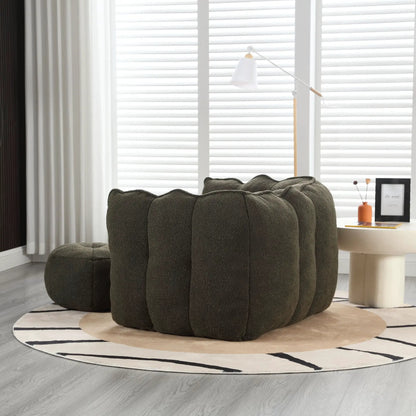 Soft Bean Bag Chair With High Resilient Foam and ottoman in dark textured fabric on Tampa Home & Garden Store