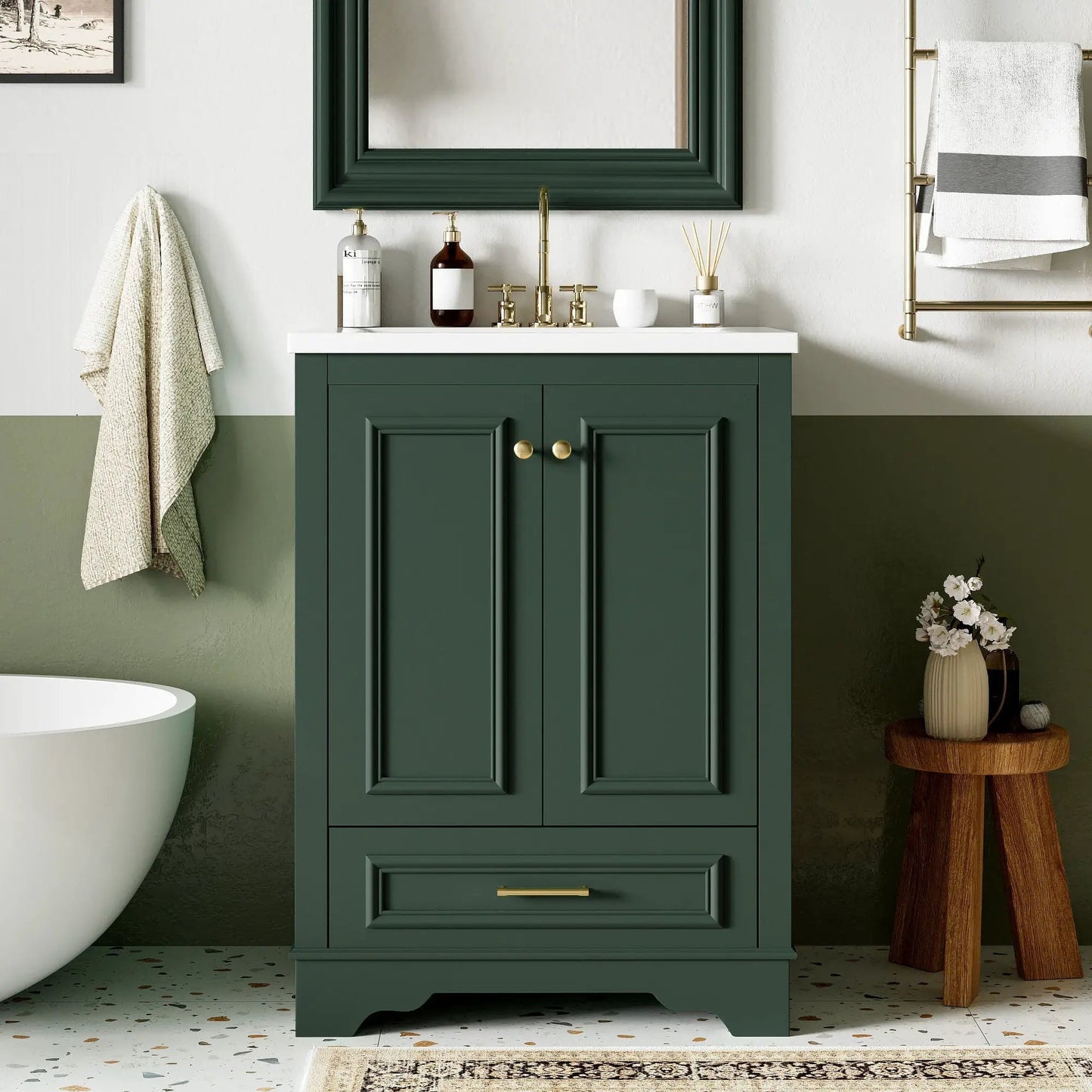 Bathroom Vanity With Ceramic Sink and Cabinet