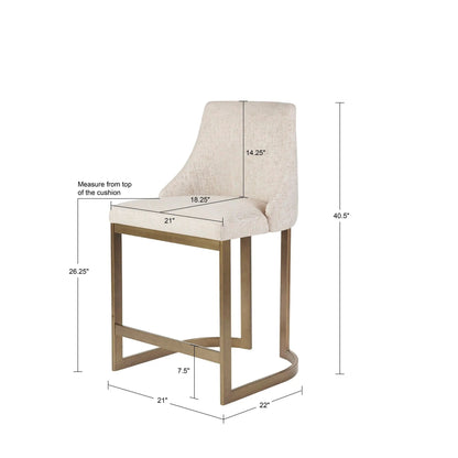 Upholstered Counter Stool with Metal Base Cream