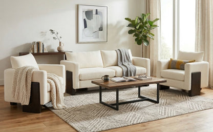 A plush cloud sofa and chenille three piece set